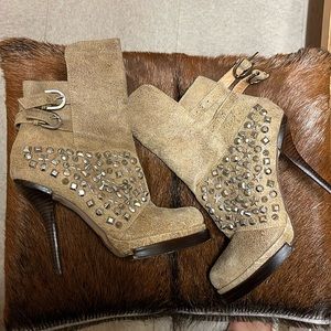 Jeffrey Campbell heel booties leather with silver studs